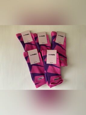 Make Pink & Purple Patterned Crew Socks